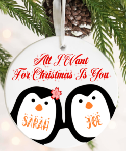 All I Want for Christmas Is You. Couples Personalised Christmas Decoration