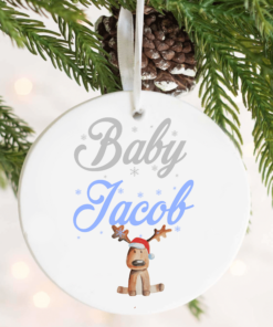 Baby Boys First Christmas Decoration Personalised