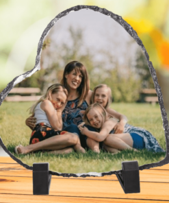 Personalised Ink Heart Rock Photo Slate With Photos and Text