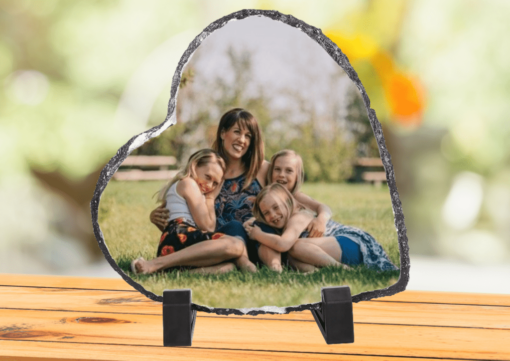 Personalised Ink Heart Rock Photo Slate With Photos and Text