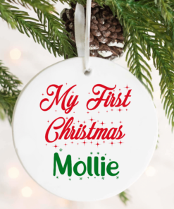 Personalised Babys first christmas hanging decoration
