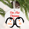 Personalised Couples first christmas tree decoration penguin design