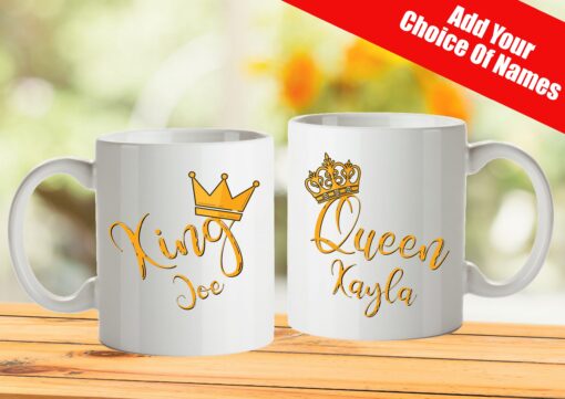 His and Her Personalised Mug With King and Queen Theme