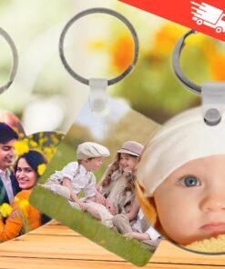 Photo on Keyring Heart Square Diamond Round Circle Personalised Keyring