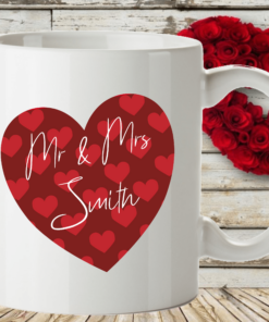 Mr and Mrs Personalised Heart Mug