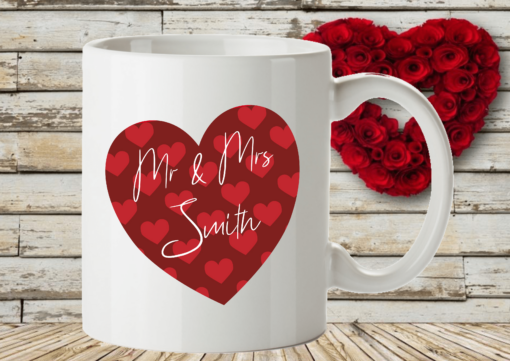 Mr and Mrs Personalised Heart Mug