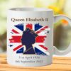 Queen Elizabeth ii Memorial Mug rememberance rest in peace golf hilhouette printed uk delivery