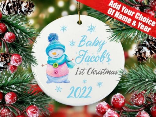 Baby First Christmas Bauble Hanging Ceramic | New Parents Decoration | Babys 1st Xmas | Baby Tree Decoration - Image 3