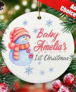 Baby First Christmas Bauble Hanging Ceramic Decoration