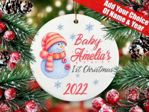 Baby First Christmas Bauble Hanging Ceramic Decoration - Image 2