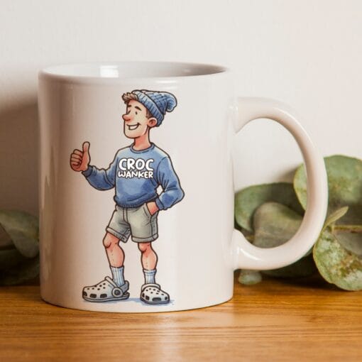 Crocs Gift Mug for crocs addicts. The perfect gift with the words "Croc W*anker"