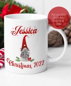 Scandinavian Gonk Personalised Mug - Name on mug, gonk mug, scandi mug, mug for mum dad daughter son xmas