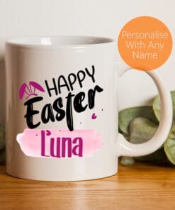 Personalised Easter Mug Bunny Easter Bunny Cup With Watercolour Background