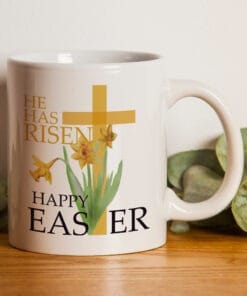 Happy Easter Mug With Cross "He Has Risen" Religious Mug