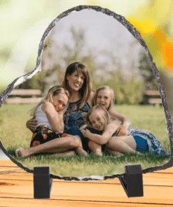 15cm Personalised Heart Rock Slate Frame, Mum, Dad, Sister, Brother, Nan, Grandad, Photo Slate, Photo on Slate Memorial