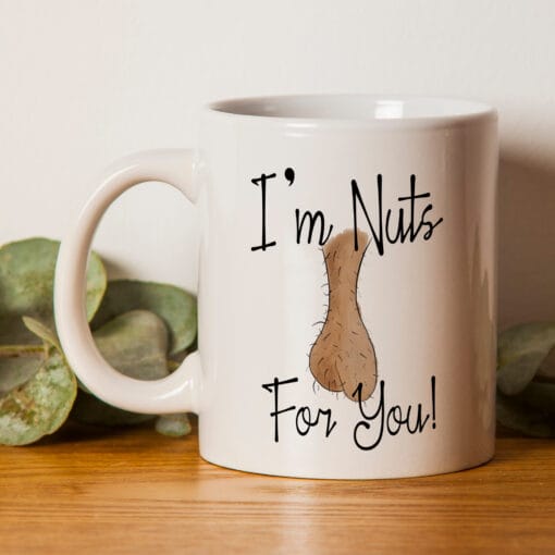 Valentines Day Mug - Personalised Add Names, Gift For Her, funny mug, gift idea, balls, nuts, mug for him, adult humour, nuts about you - Image 2