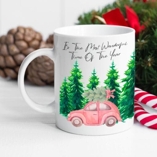 Cute Christmas Mug Watercolour Tree On Roof Beetle | Car Hanging Decoration | Beetle Bauble | Car Bauble Decoration - Image 2
