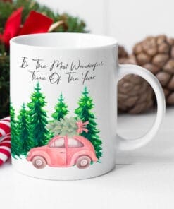 Cute Christmas Mug Watercolour Tree On Roof Beetle | Car Hanging Decoration | Beetle Bauble | Car Bauble Decoration
