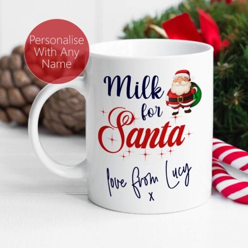 Milk for Santa Personalised Mug - Name on mug, christmas eve, childrens eve mug, xmas mug, santa mug, cute christmas, santa milk mug - Image 2