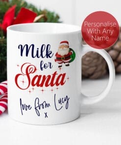Milk for Santa Personalised Mug - Name on mug, christmas eve, childrens eve mug, xmas mug, santa mug, cute christmas, santa milk mug