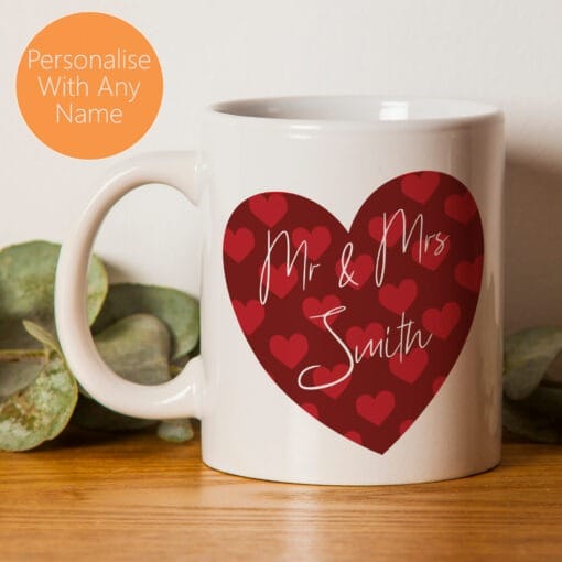 Mr & Mrs Personalised Valentines Day Mug - Perfect for Boyfriend, Girlfriend, Wife, Huband - Image 2