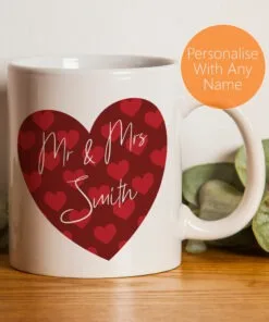 Mr & Mrs Personalised Valentines Day Mug - Perfect for Boyfriend, Girlfriend, Wife, Huband