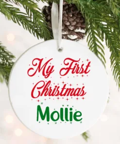 My First Christmas Bauble Decoration with Personalised Name