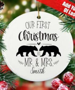 Our First Christmas Bauble Personalised Name | Hanging Decoration | New Couple Bauble | Newly Wed | Mr & Mrs
