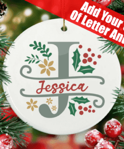 Personalised Bauble For Christmas With Elegant Monogram Letter And Name