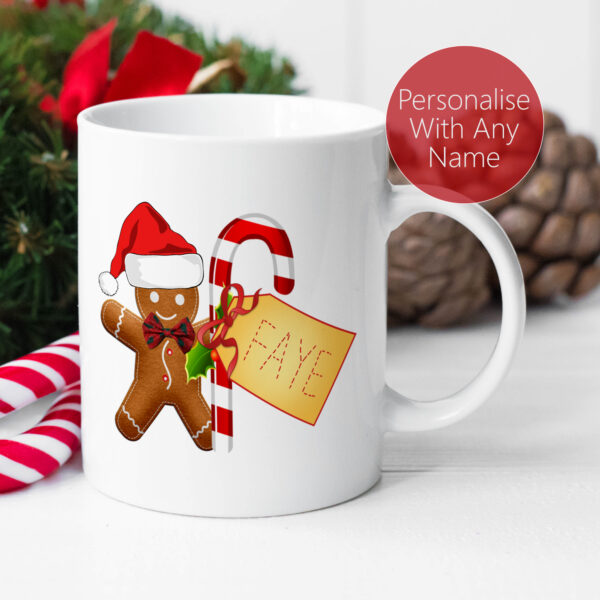 Christmas Mug Personalised Mug | Gingerbread Man | Print name | Xmas For Son | Christmas For Daughter