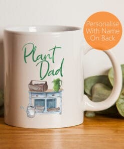 Plant Dad Gift Mug with personalised name on the back