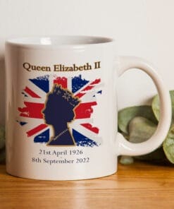 Queen Elizabeth ii Memorial Mug - uk queen, memorial mug, 2022 queen, remembrance mug, union jack