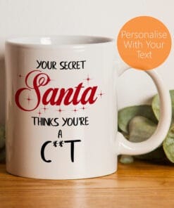 Your Secret Santa Thinks You're A - gift,funny, joke, swearing, Christmas cup, secret santa ideas